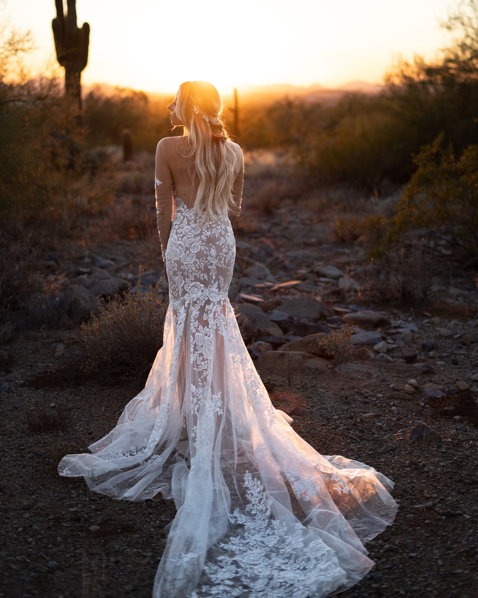 Theia Gown with Detachable Angel Wings- Illusion Floral Lace Long Sleeve Wedding DAHL COLLECTION Theia Gown with Detachable Angel Wings- Illusion Floral Lace Long Sleeve Wedding DAHL COLLECTION